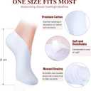 Geyoga 6 Pairs Moisturizing Socks Overnight for Dry Feet Spa Cotton Moisture Enhancing Cosmetic Socks for Women and Men, White, Size 6