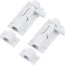 Bitray 2-inch Slide Bolt Latch White Slide Locks for Inside Door Barrel Bolt Latch Sliding Door Security Slide Latch Lock -2pcs