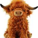 Stuffed Animals Highland Cows Cute Stuff Fluffy Cattle Dolls Skeleton Toys Figure Pillows Birthday Presents for Baby Kids Girls Boys Toddler Preschool Realistic Plush Dcor (11 inches,Brown)