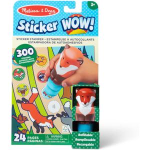 Melissa & Doug Sticker Wow! 24-Page Activity Pad and Sticker Stamper, 300 Stickers, Arts and Crafts Fidget Toy Collectible Character  Fox (Single)