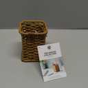 U Brands Woven Pencil Cup, Rattan-Inspired Wicker Style Office Organization Supplies, Natural Wood, 1 Count