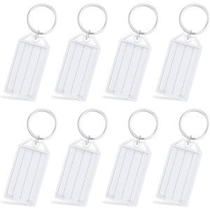 Uniclife 2 Inch Tough Plastic Key Tags White Item Identifiers with Blank Paper Labels Transparent Covers and Split Rings