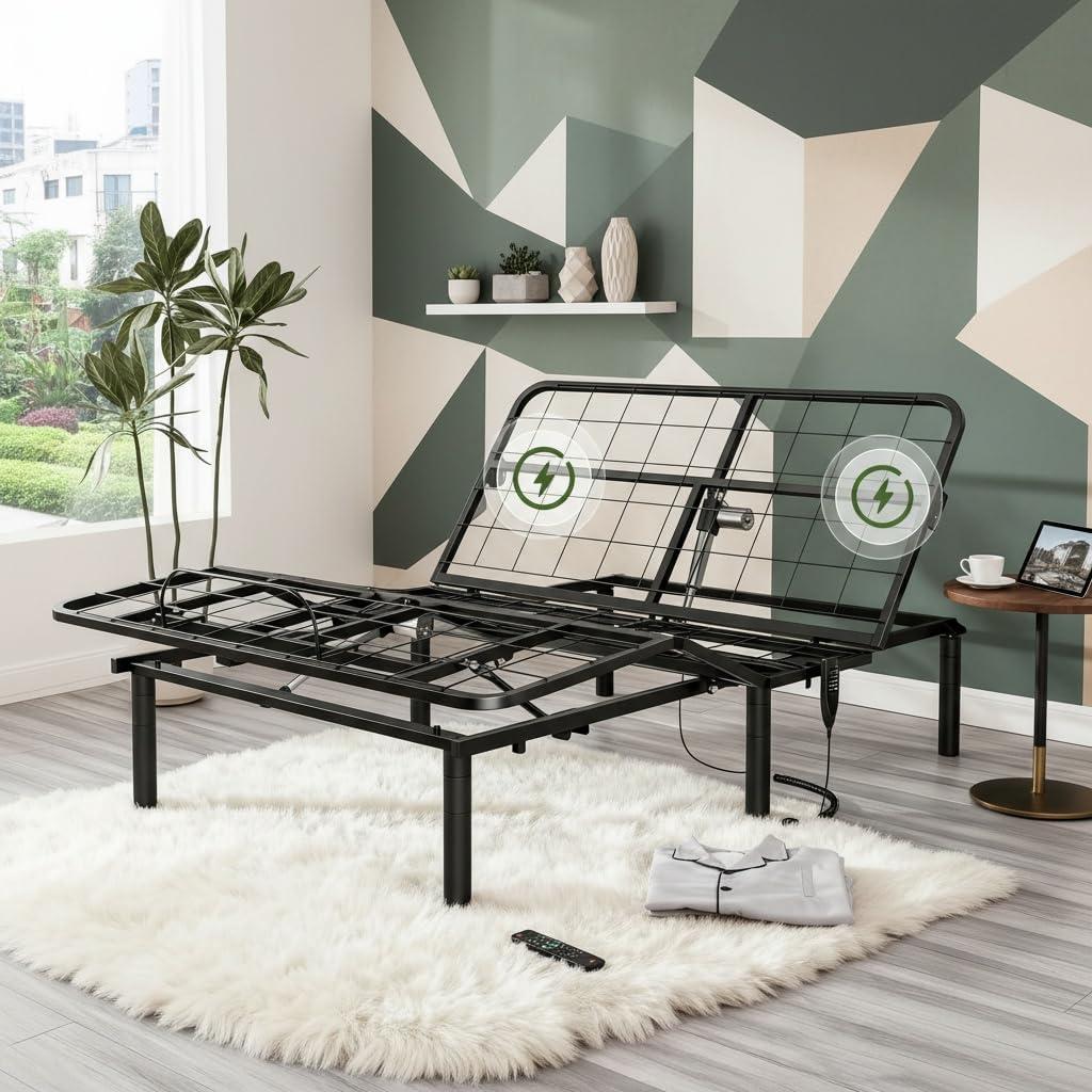 Marsail NS3 Queen Smart Adjustable Bed Base | Zero Gravity, Anti-Snore, Dual Motor, and 4 USB for Quick 3-Min Assembly