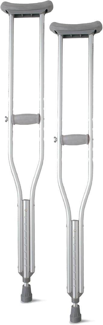 Medline Aluminum Crutches for Kids, Adults & Seniors, Walking Aid, 300 LB Weight Capacity,1 Pair, Fitting 5'2" - 5'10"