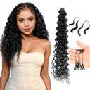 BOHOBABE Feather Crochet Hair 16 Inch 100 Strands Miracle Knots Hair Extensions for Black Women Pre-Separated Invisible Synthetic Deep Wave Burmese Curly Crochet Hair (1B)