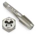3/4"-14 NPT Tap and Die Set  GCr15 Alloy Steel Pipe Thread Tap and Hex Die Combo, Taper Thread Repair Tool for Conical Pipe Fittings