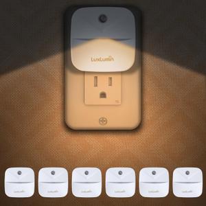 LuxLumin LED Night Lights Plug into Wall with Dusk-to-Dawn Sensor, Automatically Turn on and Off,Night Light for Kids,Bedroom,Bathroom,Stairs,Warm White, 6 Packs