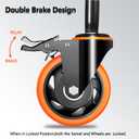 Caster Wheels Heavy Duty 3 Inch Stem Caster 1600Lbs, Threaded Stem Casters 3/8"-16 x 1(Stem Diameter 3/8", Stem Length 1"), Safety Locking Caster Set of 4, Industrial Castor Wheels for Cart,Furniture