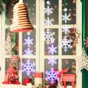 6 Pcs Winter Snowflake Window Lights Decorations, Christmas Battery Operated Snowflake Suction Cup Hanging Lights LED Sucker Lamp for Xmas Decor (Blue Light,White Light)