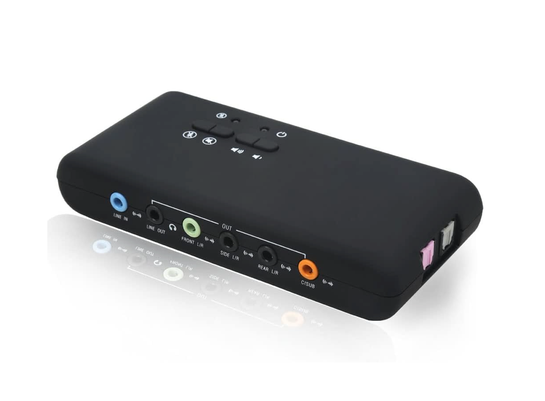 YEY 7.1 USB 3.5MM Sound Card I/O 48KHz Sample Rate 8CH DAC and 2CH ADC via S/PDIF Input and Output with LoopBack Support standalone Cmedia Software for Windows only