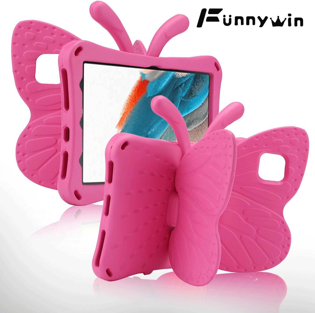 Kindle Fire HD 10 Kids Pro Tablet Case Fire HD10 2021 2023 10.1 11th 13th Generation Butterfly Case with Kickstand EVA Full Boby Rugged Shockproof Kids HD 10 Plus Tablet Cover for Girl Gift (Rose)