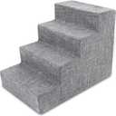 Best Pet Supplies Dog Stairs & Steps - Foam Steps for Small Dogs & Cats, Non-Slip Indoor Balanced Pet Step Support, Dog Ramp, No Assembly, Ash Gray Linen, 4-Step (18-inch Height).