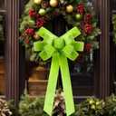 2 Pcs Lime Green Christmas Decorations Big Lime Green Christmas Bow Large Plush Bows for Wreath Tree 16 x 11 Inch Topper Bow Ornament for Xmas Home Front Door Outdoor Garland Decor