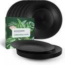 greenandlife 10inch/6pcs Dishwasher & Microwave Safe Wheat Straw Plates, Alternative for Plastic Plates, Lightweight Reusable Unbreakable Dinner Plates, Non-toxin, BPA Free for Kids Adults, Black (Black-Deep)