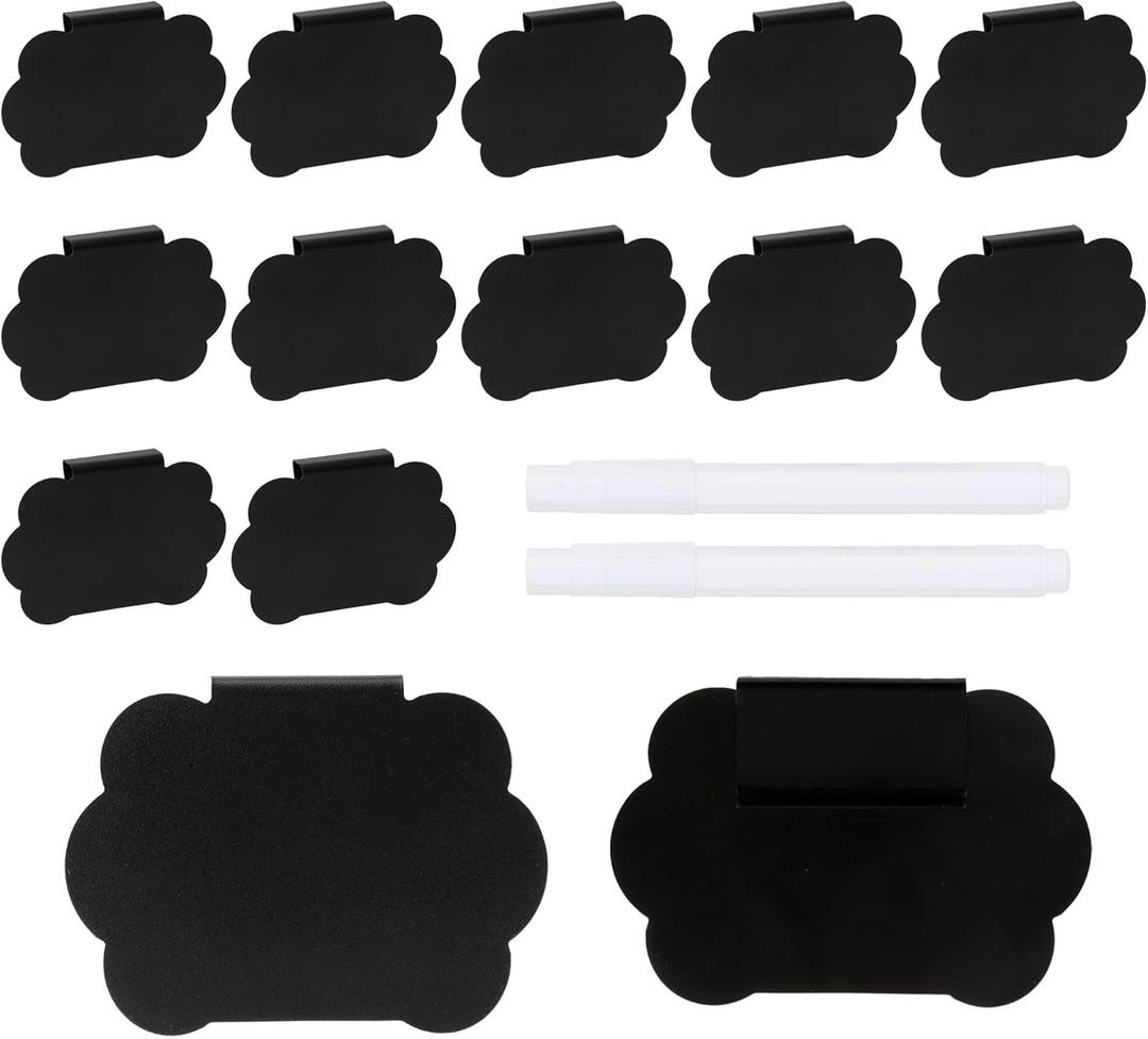 Labels for Storage Bins, 12PCS Black Labels with White Markers, Basket Labels Clip On, Storage Bin Labels for Fabric Storage Bins Removable Labels for Storage Bins Clip On Labels Tags for Labeling