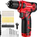 Cordless Electric Power Drill Set: DESOON 12V Cordless Drill with Battery, Lightweight Drills Tool Set for Men & Women, Red Electric Drill for Home Repair Furniture Assembly DIY Project Screw Driving