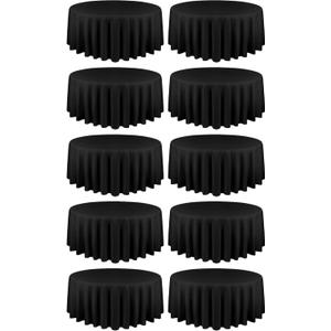 10 Pack Black Tablecloths for Round Tables 120 Inch Tablecloth Round Table Cloths Polyester Tablecloths for Rectangle Tables Fabric Tablecloth Washable Tablecloth for Wedding Party