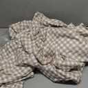 Andency Gingham Duvet Cover King, Tan Brown Ruffle Farmhouse Shabby Chic Duvet Cover, 3 Pieces Soft Pre-Washed Polyester Duvet Cover Set with Zipper Closure & Corner Ties, 104x90Inch