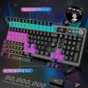 Gaming Keyboard and Mouse Combo - RGB Backlit 14 Lighting Effects, USB Wired Computer Keyboard, 26-Key Anti-Ghosting, Volume Wheel, Quiet Typing, Adjustable DPI Mouse for Gaming & Work, Trueque