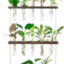 Hyindoor 3 Tired Plant Propagation Stations, Wall Hanging Planter Terrarium with Wooden Stand and 15 Mini Test Tubes, Glass Planter for Hydroponic Plant Cutting Home Office Garden Decor Gift