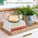 Set of 3 Linen Decorative Books for Home Decor,Modern Faux Decorative Book Stack for Decoration,Fashion Design Fake Books for Coffee Table/Bookshlef/Mantel Decor (Camel)