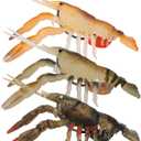 TRUSCEND Pre-rigged Fishing Jig Lures for Freshwater and Saltwater, Innovative Super Durable TPE Bass Lures, Lifelike Shrimp Crayfish Swimbait, Weedless Lure for Crappie Trout Walleye, Keep Separately (B2-2.5"-0.45oz)