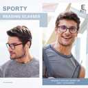 EASY READ 2 Pairs Sporty Style Reading Glasses for Men，Rectangular TR90 Blue Light Blocking Readers with Spring Hinge (Magnification 2.00,Black/Red)