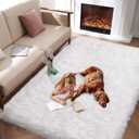 Faux Fur Area Rug, White Fluffy Rugs for Bedroom Living Room, 4'x6' Soft Shaggy Fuzzy Rug for Nursery, Indoor Plush Floor Carpets for Kids Girls Boys Teen Dorm, Cute Home Decor, Rectangle