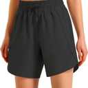 Ksmien Women's 5"/ 7" Athletic Running Shorts Quick Dry Lightweight Workout Gym Shorts with Zipper Pockets UPF 50+, Medium