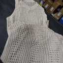 Women's Knit Vest Long Dress Crochet Robes V Neck Elegant Cover Up Dress, XL