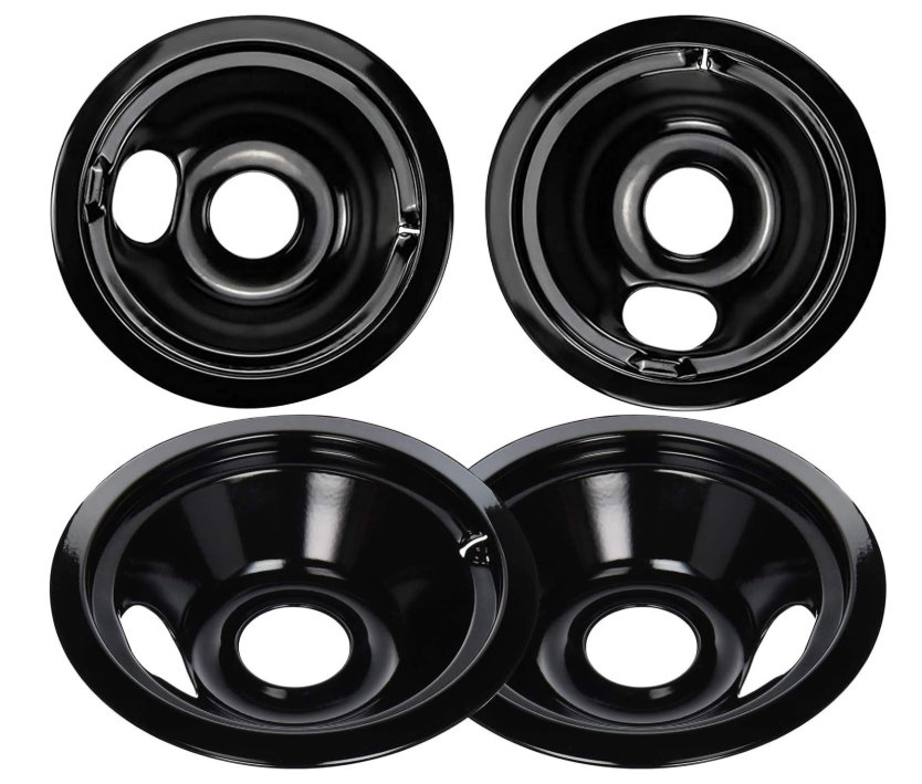 Black Stove Burner Drip Pans Replacement 6 In & 8 In