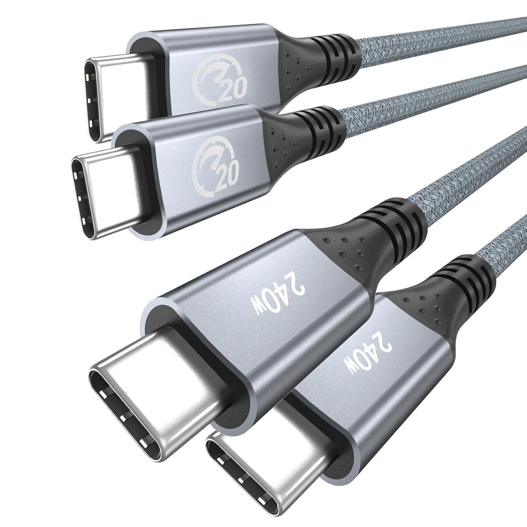 USB C Cable 15 ft 2Pack, 240W USB C to USB C 3.2 Gen 2 Cable 4K Video | 20Gbps Data Transfer Type C Charger Cord, for Thunderbolt 3/4 MacBook Pro Air, iPhone 17/16 Pro Max, Galaxy S26/S25, iPad