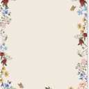 80 Sheet Floral Letter Paper, Vintage Wildflower Design, 8.5 x 11 Inch, White, Paper, Writing Paper, Retro Style