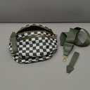 Checkered Crossbody Bag,Nylon Bum Bags for Women Crossbody,Spacious Sling Bag Purse Fanny Packs with Shoulder Strap