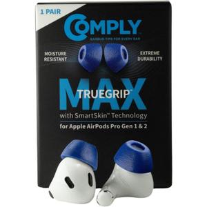 Comply TrueGrip MAX | Premium Memory Foam Replacement Earbud Tips for Apple AirPods Pro 1 & 2 | Long Lasting Comfort, MAX Durability, Secure Fit, Superior Noise Isolation| Purple (Medium) (1 Pair)