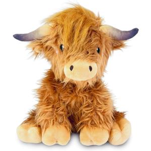 Happy Fuel Highland Cow Microwavable Stuffed Animal 1.5 lb Unscented Heating Pad Plush, Soft Cozy Cute Cow for Relaxation and Comfort, Toy Gift for Women, Girls, Adults & Kids
