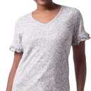 Lee Women's Cotton Ruffle Short Sleeve V-Neck T-Shirt (Gray, XL)
