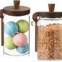 Suclain 2 Set 26 oz Glass Bath Salts Jar with Wooden Lids and Scoop Bath Salt Container Food Airtight Storage Containers for Sugar Coffee Bean Candy Spice