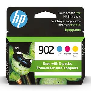 HP 902 Cyan, Magenta, Yellow Ink Cartridges for HP Printers | Works with Printer Series: OfficeJet 6950, 6960; OfficeJet Pro 6960, 6970 | Eligible for Instant Ink | T0A38AN