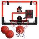 CYFIE 24" x 16" Large Basketball Hoop, Suction Cup/Over The Door Basketball Hoop with Sturdy Backboard/Electronic Scoreboard,Sound,3 Balls, Basketball Toys Gifts for Adults Kids Teens Boys Girls