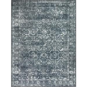 Morebes Area Rugs 9x12 - Soft, Washable Black Rugs for Living Room, Bedroom & Dining Room - Boho Distressed, Non Slip, Low Pile Carpet for Indoor Home Office