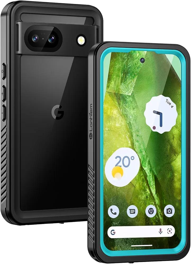 Lanhiem for Pixel 8a Case, IP68 Waterproof Dustproof, Built-in Screen Protector, Rugged Full Body Shockproof Phone Case for Google 8a, Aloe Teal