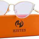 HJSTES Blue Light Blocking Glasses Women Trendy Cat Eye Metal Frame Computer Reading Eyewear(White)