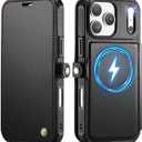 for iPhone 17 Pro Max Case Wallet Compatible with Magsafe, PU Leather Flip RFID Blocking Card Holder Stand Shockproof Magnetic Women Men Wallet Phone Case Cover for iPhone 17 Pro Max, Black