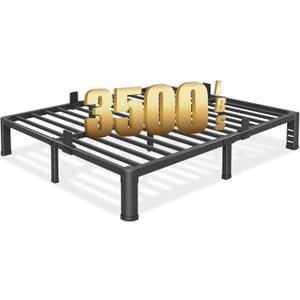 10 inch King Size Bed Frame with Round Corner Legs and Headboard Hole Mattress Slide Stopper Low Profile Heavy Duty Metal Platform,Steel Slat Support,No Box Spring Needed,Easy Assembly,Noise Free
