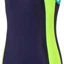 J.E Sterguard Athletic Girls' One Piece Swimsuits Girls Bathing Suits Pro for Practice Black Girl Swimsuit Size 6-16 1880-HP (Blue)