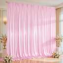 10x10ft Pink Glitter Backdrop Curtain or Parties, Wrinkle Free Satin Photo Backdrop Drapes 2 Panels 5x10FT Shimmer Back Drop Cloth for Baby Shower Wedding Birthday Photography Background Decor