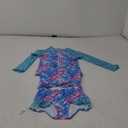 Funnycokid Girls Swimsuit Kids Bathing Suit 3-7 Years Rashguard Swimwear Long Sleeve 3 Piece Toddler,5Y