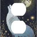 Decorative Art Light Switch Covers,1 Gang Single Toggle Duplex Outlet,Wall Plate,Switchplate Electrical Faceplate,Wolf