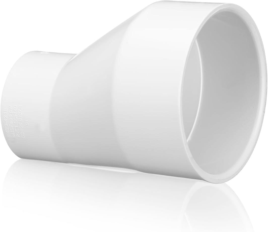 4" X 2-1/2" PVC Pipe Fitting Schedule 40 Compatible with 429-E Series Eccentric Reducer Coupling Suitable for High-flow Capacity, Plumbing, Irrigation, Pool, Spa, White